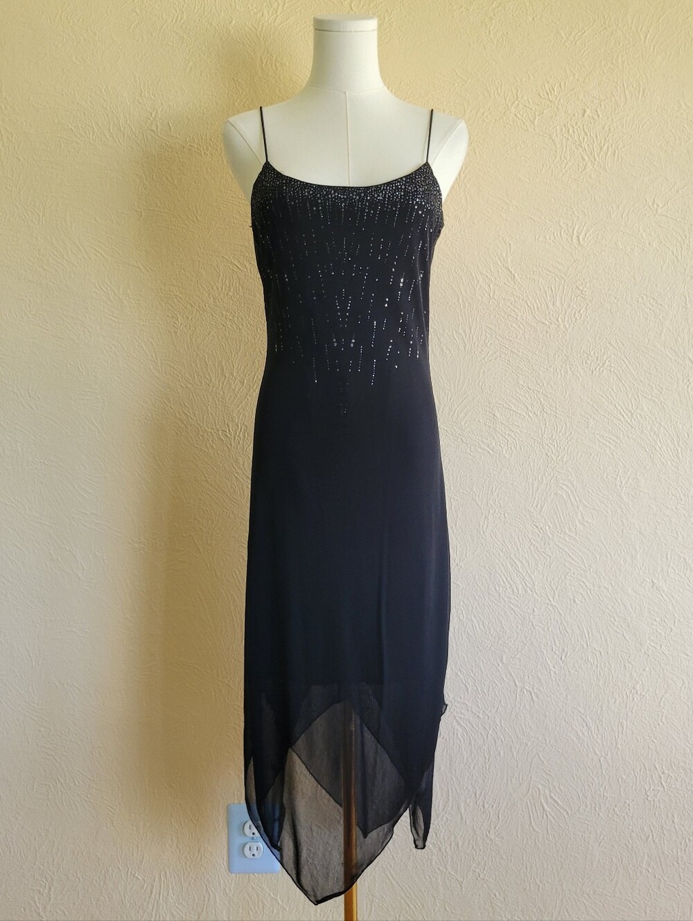 IZ BYER | 90s Vintage Black Glitter Semi-Formal Dress